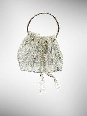 Dazzling Silver Rhinestone Crystal Bucket Bag - Luxury Clutch & Bridal Purse